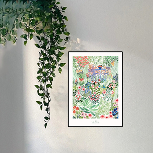 北欧丹麦小众La 饰画艺术画芯定制 Poire小清新水彩插画花卉绿植装