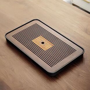 竹制密胺茶盘家用客厅储水日式长方形大号功夫高档现代简约托盘茶