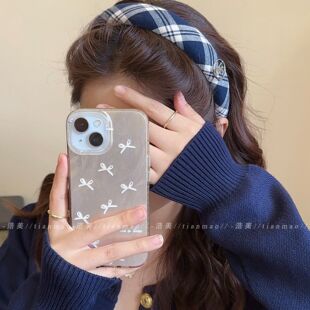 蓝色系海绵发箍女学院风发卡高颅顶2025新款日常外戴头箍高端发饰