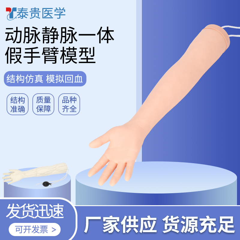 泰贵医学 动脉静脉一体穿刺注射手臂模型 模拟血液循环泵 实习护士医生打针回血教学模具