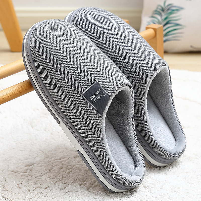 冬季保暖居家防滑大码男士棉拖鞋