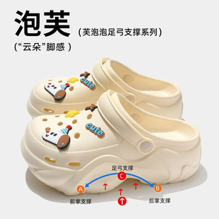 洞洞鞋女款2026新款夏季足弓支撑eva泡芙厚底包头半拖鞋女夏外穿