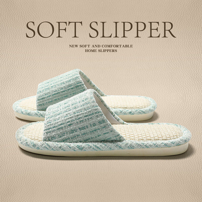 日式亚麻拖鞋女款四季家居室内静音防滑透气吸汗待客棉麻地板拖鞋