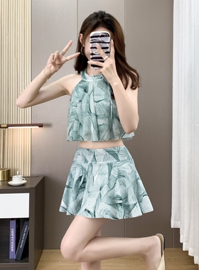 泳衣女2026新款分体高腰遮肚显瘦高级感裙式平角保守泡温泉游泳衣