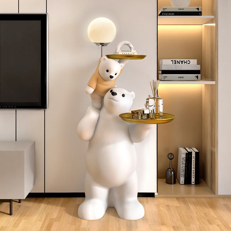 大型落地灯托 托盘摆件暴力熊客厅电视柜沙发边几家居装饰品乔迁