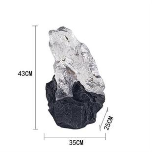 透明石头摆件客厅别墅玄关酒店玻璃钢雕塑工艺品样板间家居装 饰品