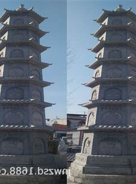 景区石塔图片大全寺庙石刻佛塔制作厂家园林景观石造六边塔价格