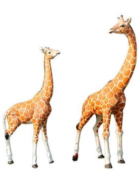 园林景观玻璃钢长颈鹿雕塑户外大型仿真动物摆件公园景区草坪装饰