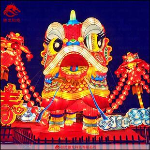 麒麟花灯定制中国古典瑞兽吉祥物灯古典文化展览商场春节灯笼