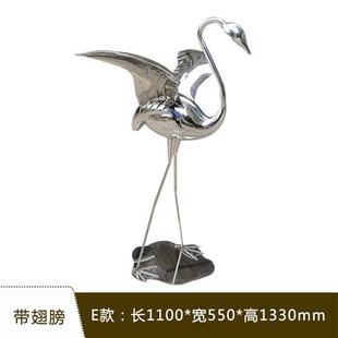 广东惠阳公司不锈钢火烈鸟现货雕塑装 饰品房地产水池动物摆件