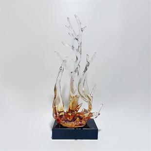现代透明树脂雕塑浪花摆件酒店玄关客厅轻奢大堂电视柜装 饰品艺术