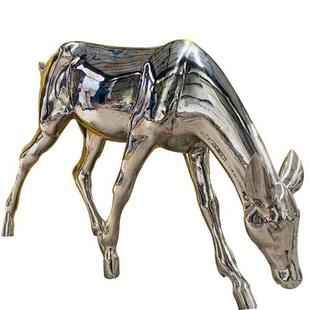 不锈钢雕塑金属几何切面鹿园林创意景观户外现代卡通人物雕像定制