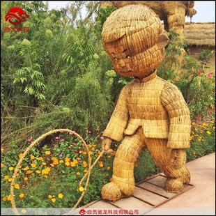 稻草人造型定制海绵宝宝草雕农民丰收节展品定制农耕文化展览道具