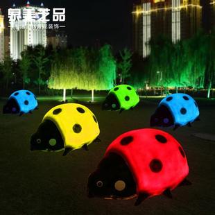 树脂工艺品厂家户外园林景观装 饰玻璃钢雕塑仿真动物七星瓢虫摆件
