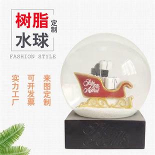 定制树脂水晶球音乐盒创意卡通旋转飘雪花玻璃水球音乐盒摆件