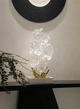 原创玄关新中式招财摆件客厅酒店大堂公司前台办公室透明树脂雕塑