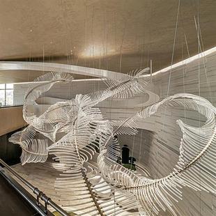 酒店会所售楼部大厅沙盘龙骨异形亚克力飘带设计师现代简约吊灯