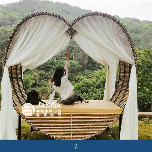 巴厘岛网红鸟巢秋千景区婚纱拍摄道具创意悬挂圆形床户外民宿鸟巢