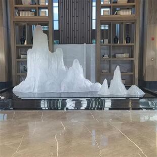 家居饰品古风摆件 轻奢风样板房铂晶透明树脂假山雕塑售楼处软装