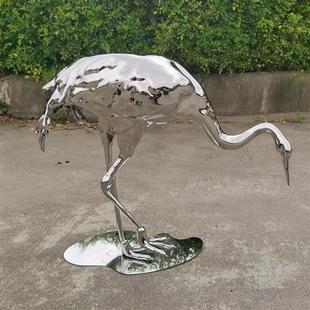 庭院小区不锈钢铸造雕塑艺术品丹顶仙鹤各种造型动态摆件水池动物