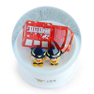 雪花球定制厂家雪球消防主题纪念工艺品玻璃树脂雪花球定制