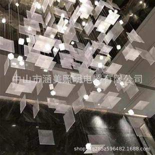 现代酒店大堂售楼部大型吊灯不锈钢光立方吊灯非标工程灯