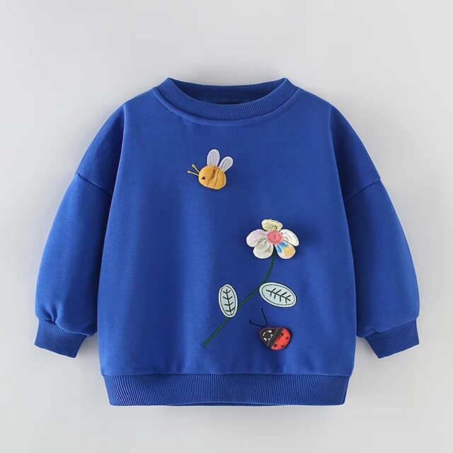 秋装童装卫衣秋冬新款欧美中小童休闲圆领贴花长袖女童装上衣套头