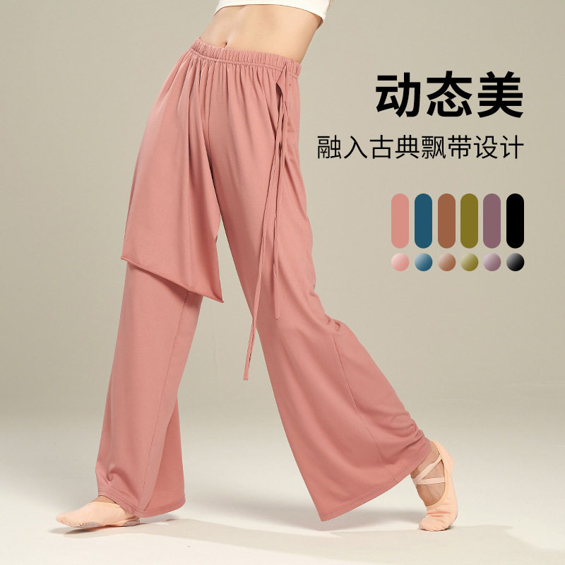 舞蹈裤女现代夏季新款练功形体宽松直筒中国古典跳舞演出阔腿裤子
