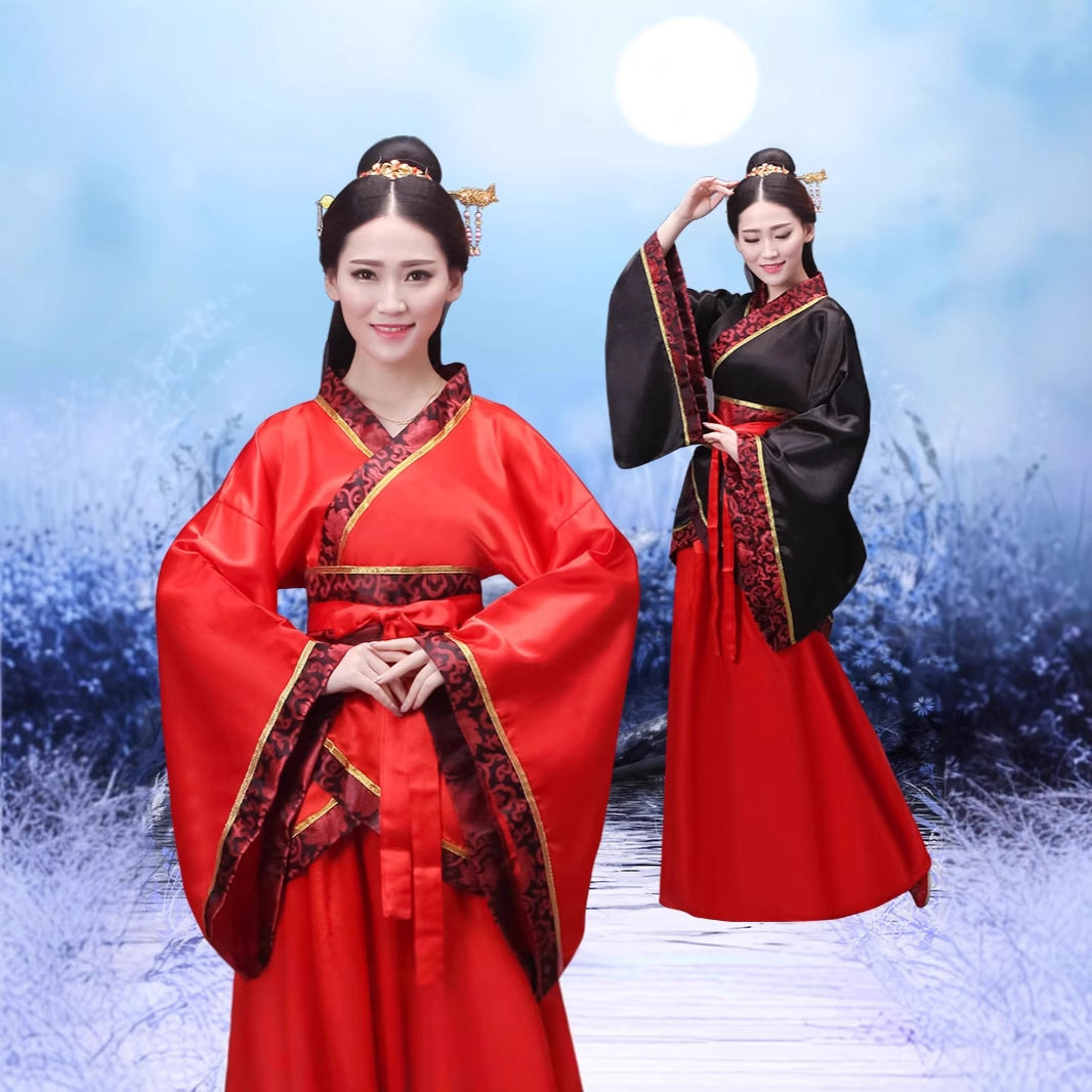古装女唐装汉服正规双绕曲裾表演服写真仙女风襦裙成人礼演出服装