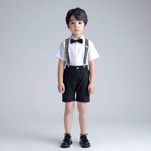 儿童西装春夏新款男童背带裤套装时尚韩版礼服演出比赛主持摄影服