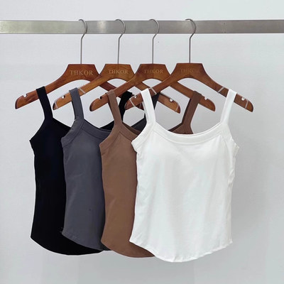吊带背心女纯棉圆领打底内衣带胸垫一体聚拢裹胸性感外穿抹胸上衣