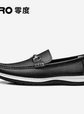 Zero零度男鞋休闲皮鞋男2023冬季新款男士真皮一脚蹬轻质皮鞋男款