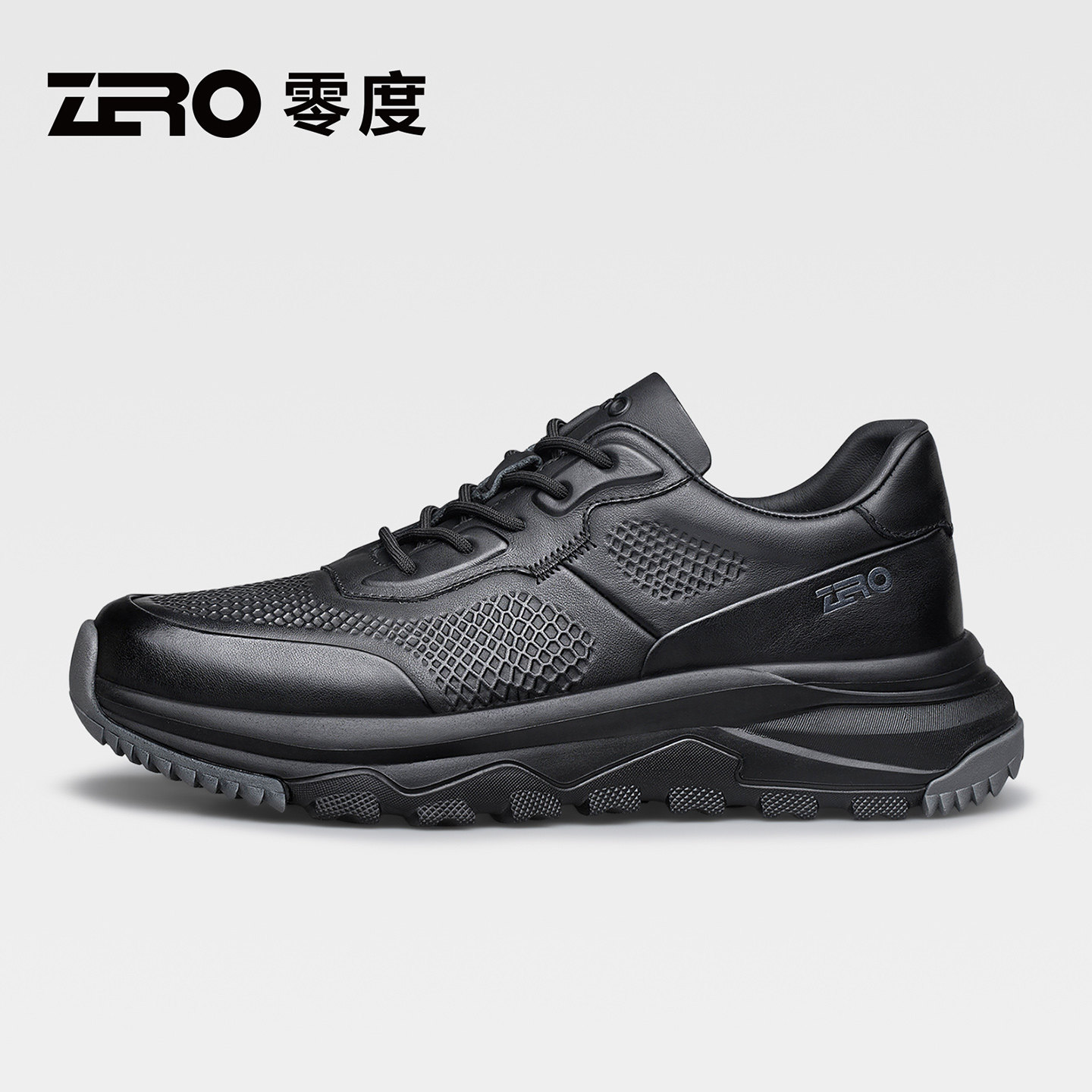[优惠价]ZRO零度黑色公务鞋男款2026春秋新款厚底增高休闲运动鞋