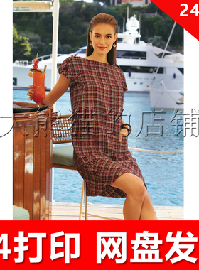 服装1:1手工diy打印纸样 x434 立体裁剪拼接短袖连衣裙(38-46)