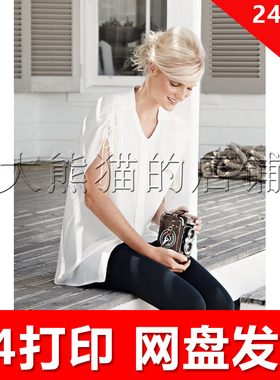 服装1:1手工diy打印纸样 x342 白色肩部抽绳宽松上衣36-44码