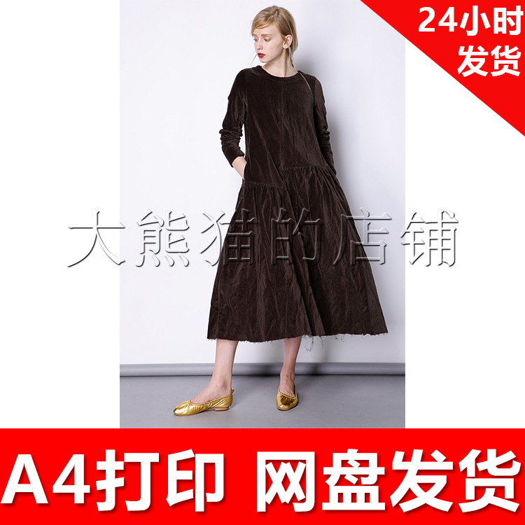 服装1:1手工diy打印纸样 x416 女连衣裙4XL码