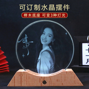情人节生日纪念礼物送男女友结婚创意乔迁定制照片水晶玻璃画内雕