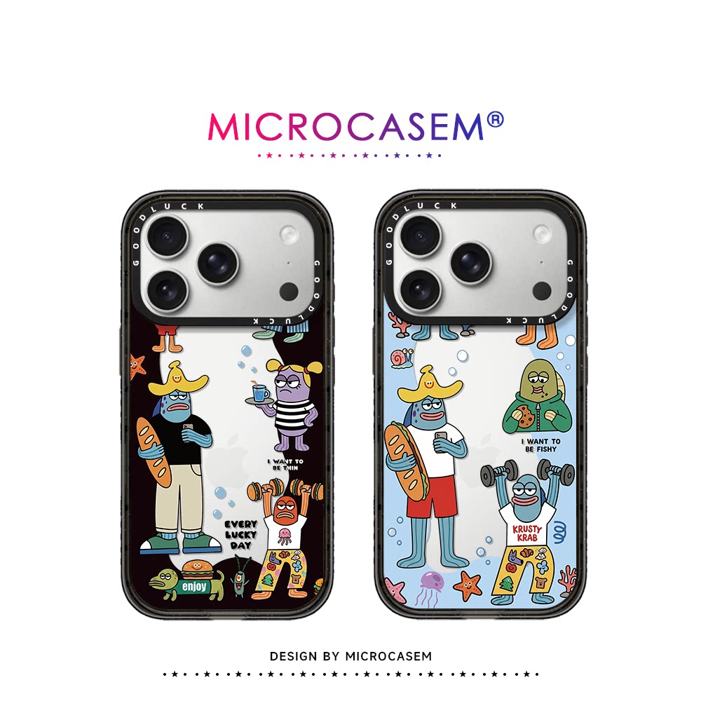 磁吸MagSafe环绕多巴胺比奇堡居民适用iphone17pro手机壳18promax苹果16透明亚克力15plus韩风插画14情侣13