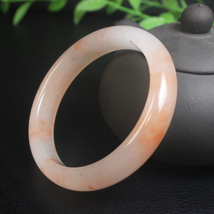 正品桂林鸡血玉手镯贵妃料粉色玉镯纯天然玉石女款窄版A货带证书