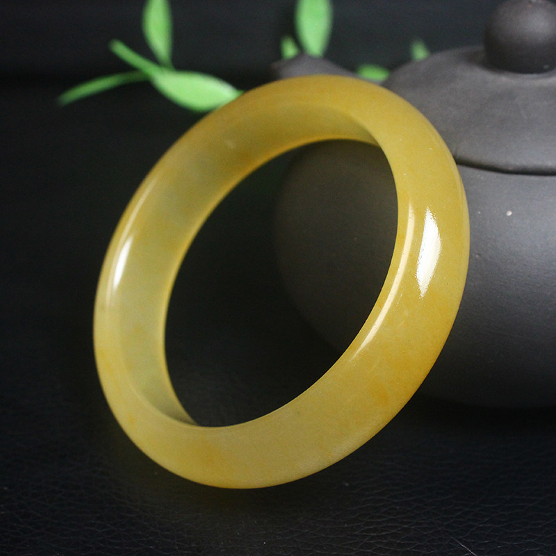 正品桂林鸡血玉地黄料手镯黄龙玉女士黄色玉镯天然玉石A货带证书