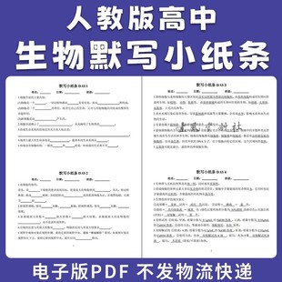 2025新人教版高中生物默写小纸条通用必修一二选修一二三知识点填空电子版PDF