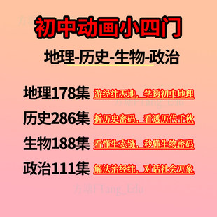 初中动画小四门历史政治地理影片课件地理小四门历史地理生物政治