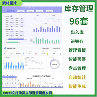 仓库出入库管理系统库存数量统计预警盘点表进销存excel周转看板
