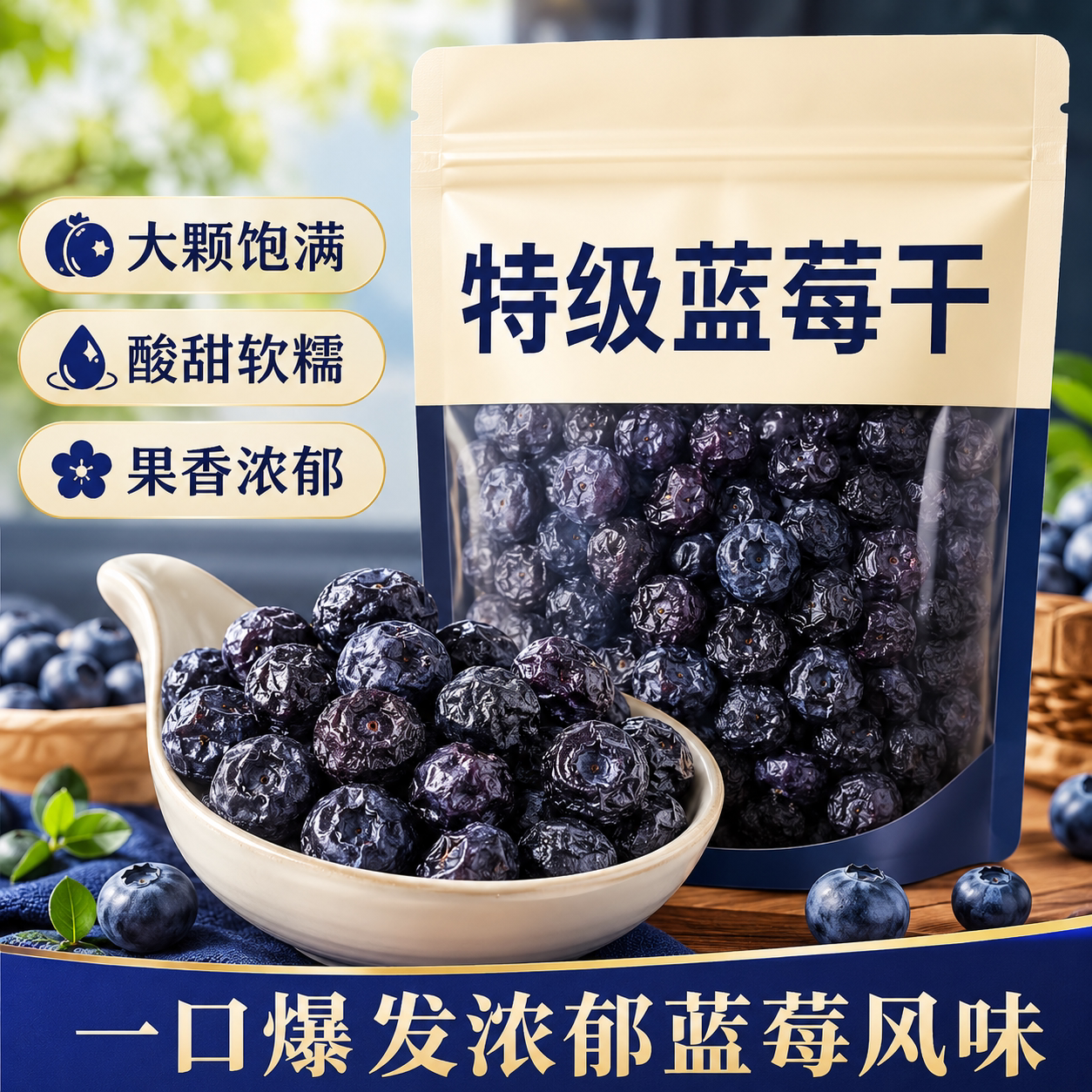 正宗蓝莓干果干大兴安岭原味特大颗粒有机纯蓝莓干果汁官方旗舰店