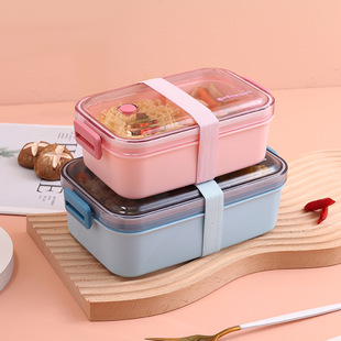 振兴塑料/不锈钢带格饭盒 学生分格密封便当盒便携微波炉加热饭盒