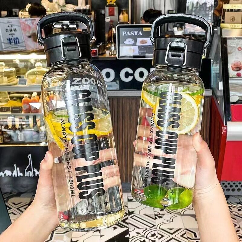 大容量单层运动泡茶玻璃杯户外带盖过滤水杯夏季便携带茶漏随手杯