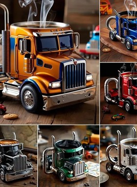 Semi Truck Coffee Mugs 卡车咖啡杯创意树脂汽车马克杯摆件