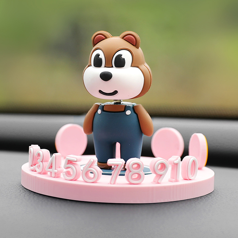 贝维斯汽车内饰圆形临时停车牌 车载卡通摇头摆件组合停车卡厂家