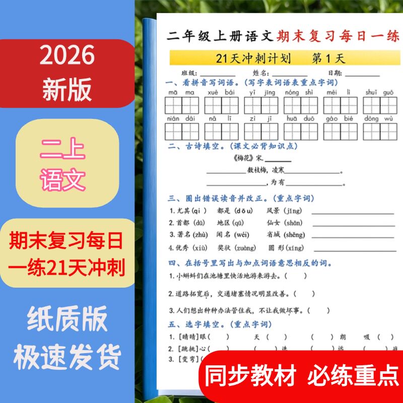 二年级上语文期末21天课业本