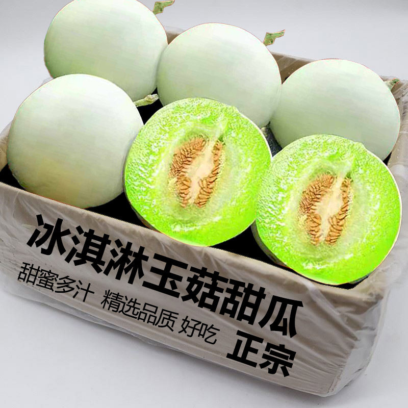 玉菇甜瓜冰淇淋口味新鲜水果当季香瓜青皮绿肉时令白蜜瓜直批整箱